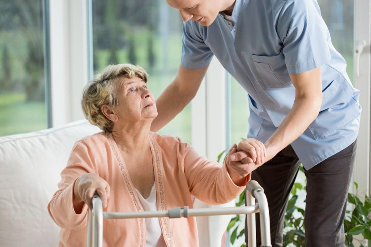 elderly lady with walking aid