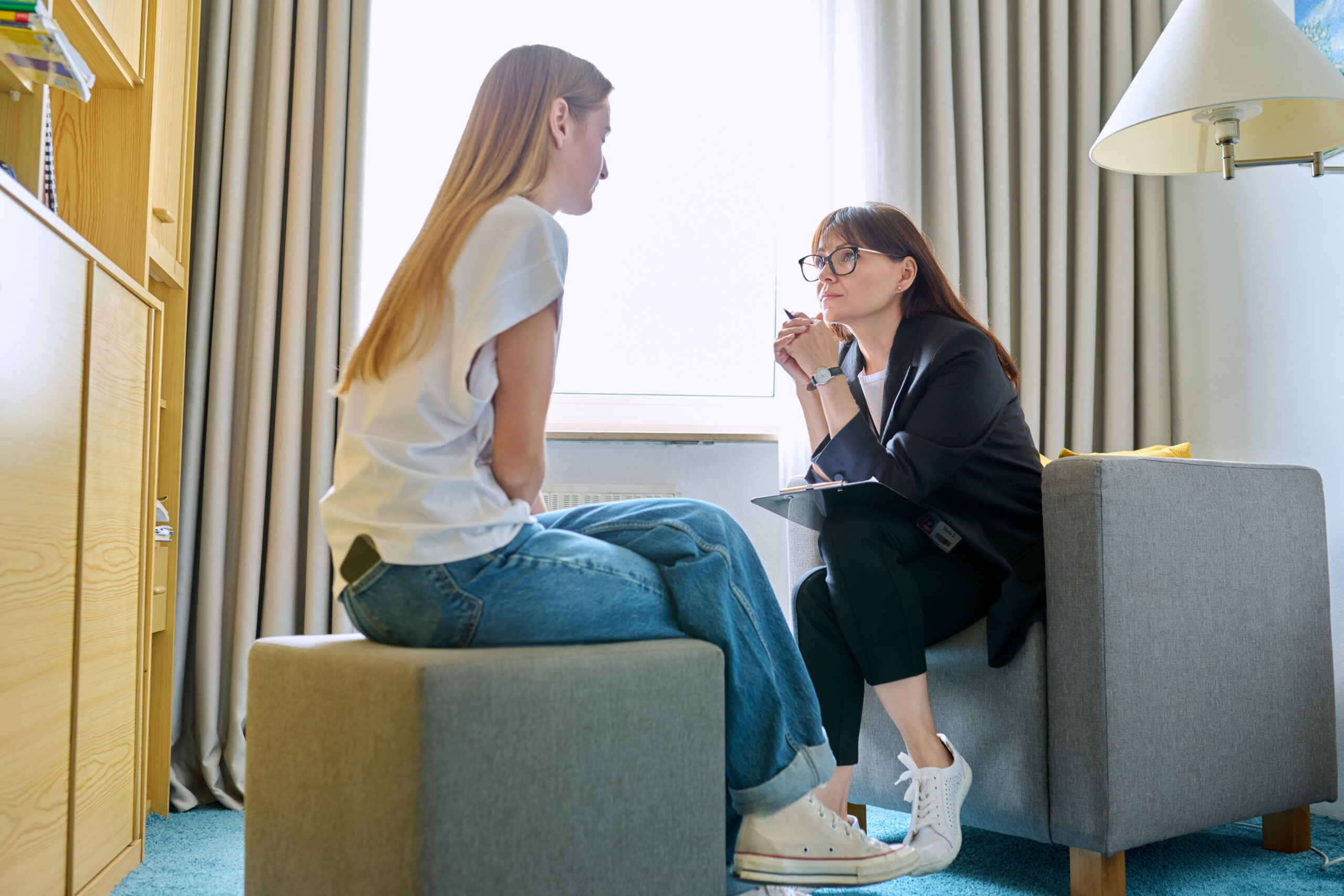 two women talking about mental health