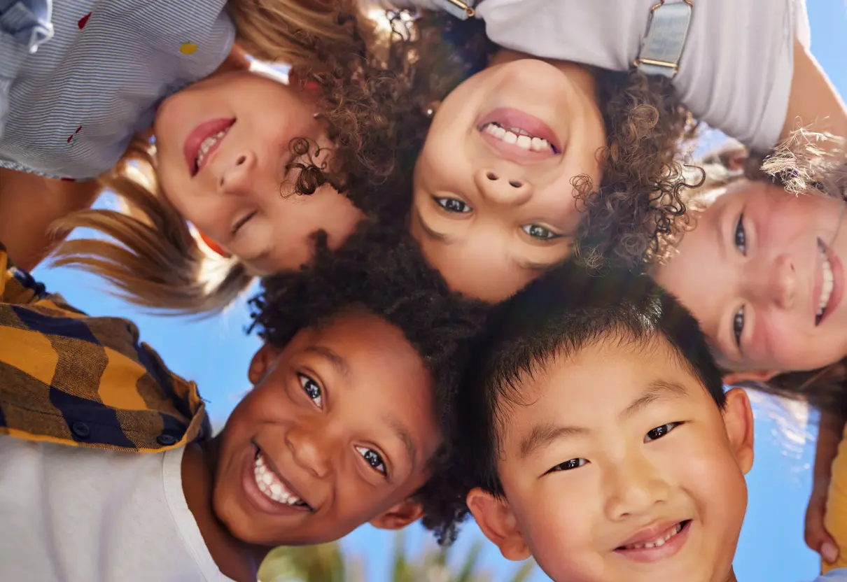 group of children in a huddle
